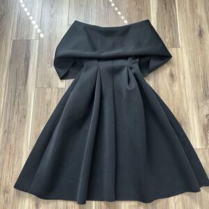 ASOS DESIGN Black Off Shoulder Bow Back Skater Dress Scuba Fit Flare Size 8